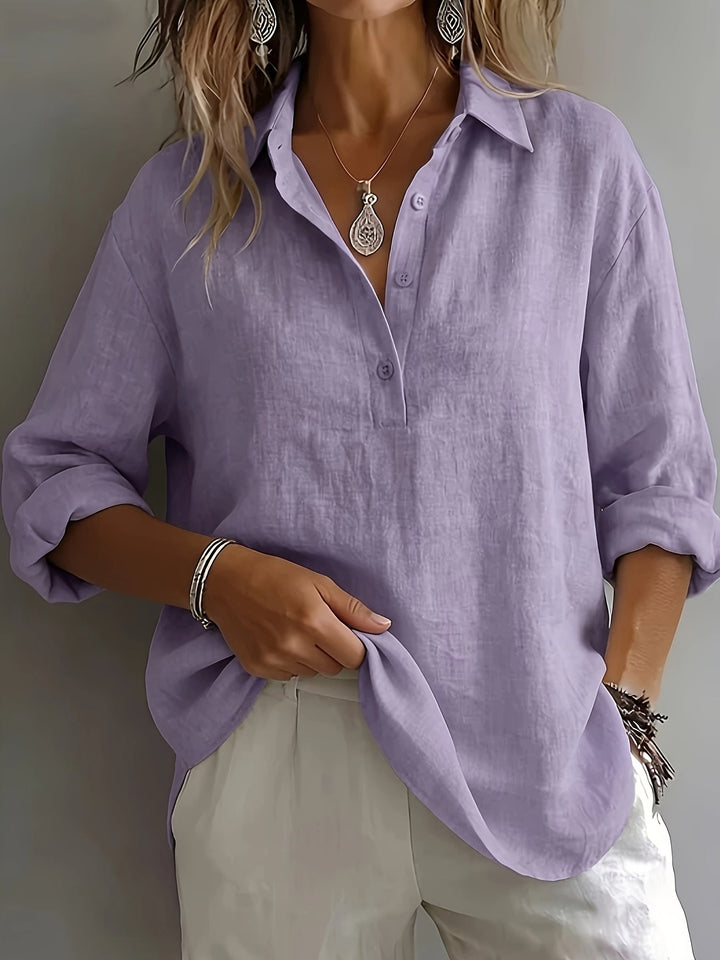 Freya | Avslappnad Blus med Krage