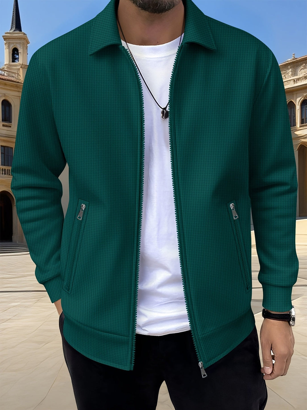Cameron | Texturerad Zip Jacka