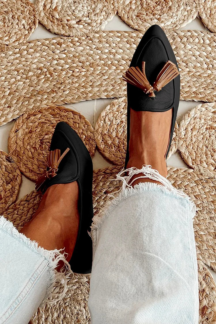 Kaylee | Klassiska Spetsiga Fringade Loafers
