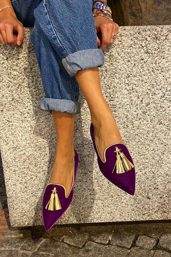 Bailey | Elegant Spetsiga Fringed Loafers