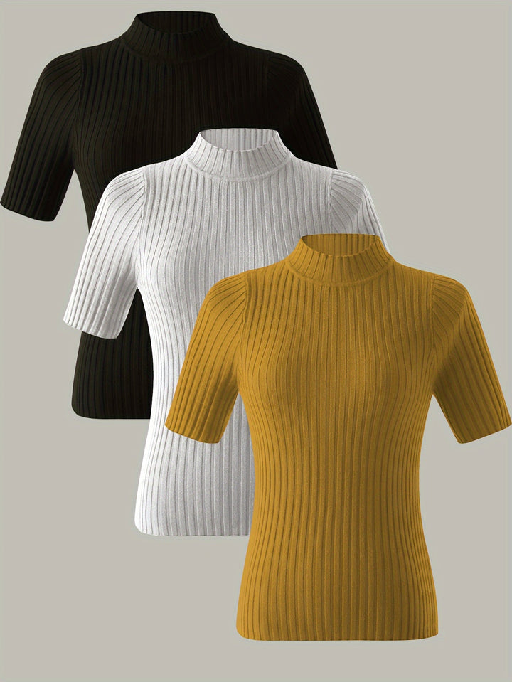 Verity | Ribbade Mock-Neck Topp