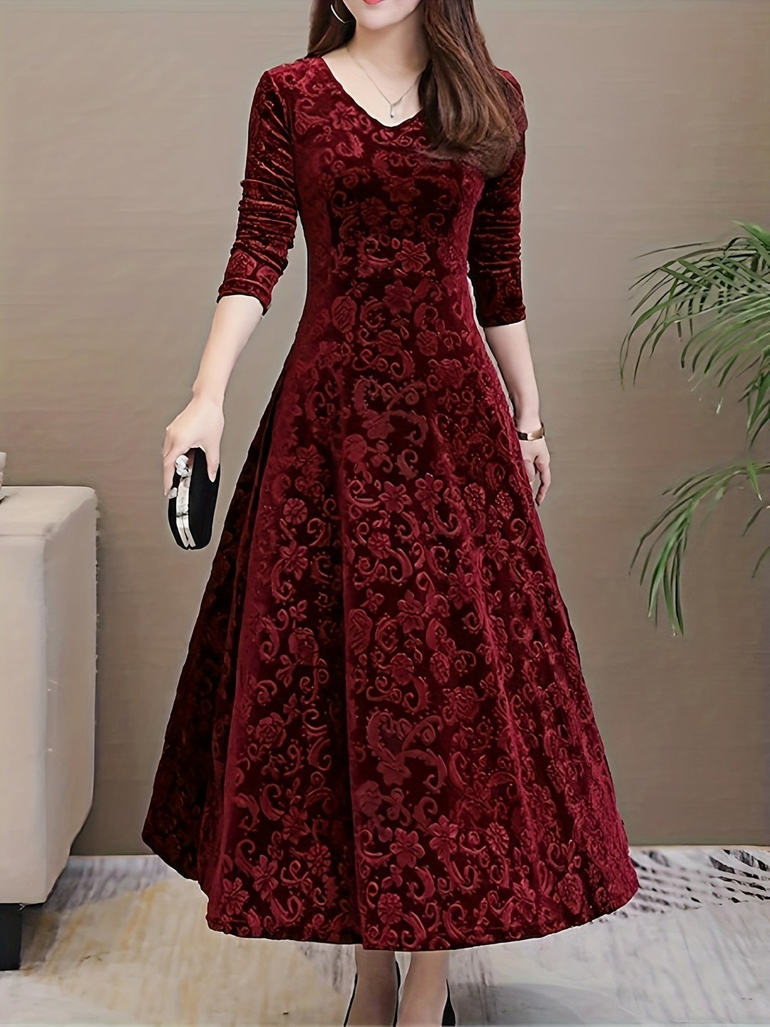 Adeline | Elegant långärmad midi-klänning