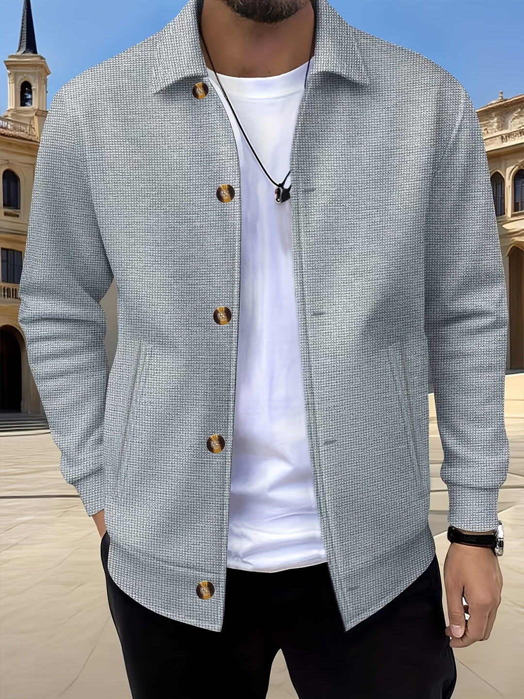 Foster | Texturerad Knappjacka