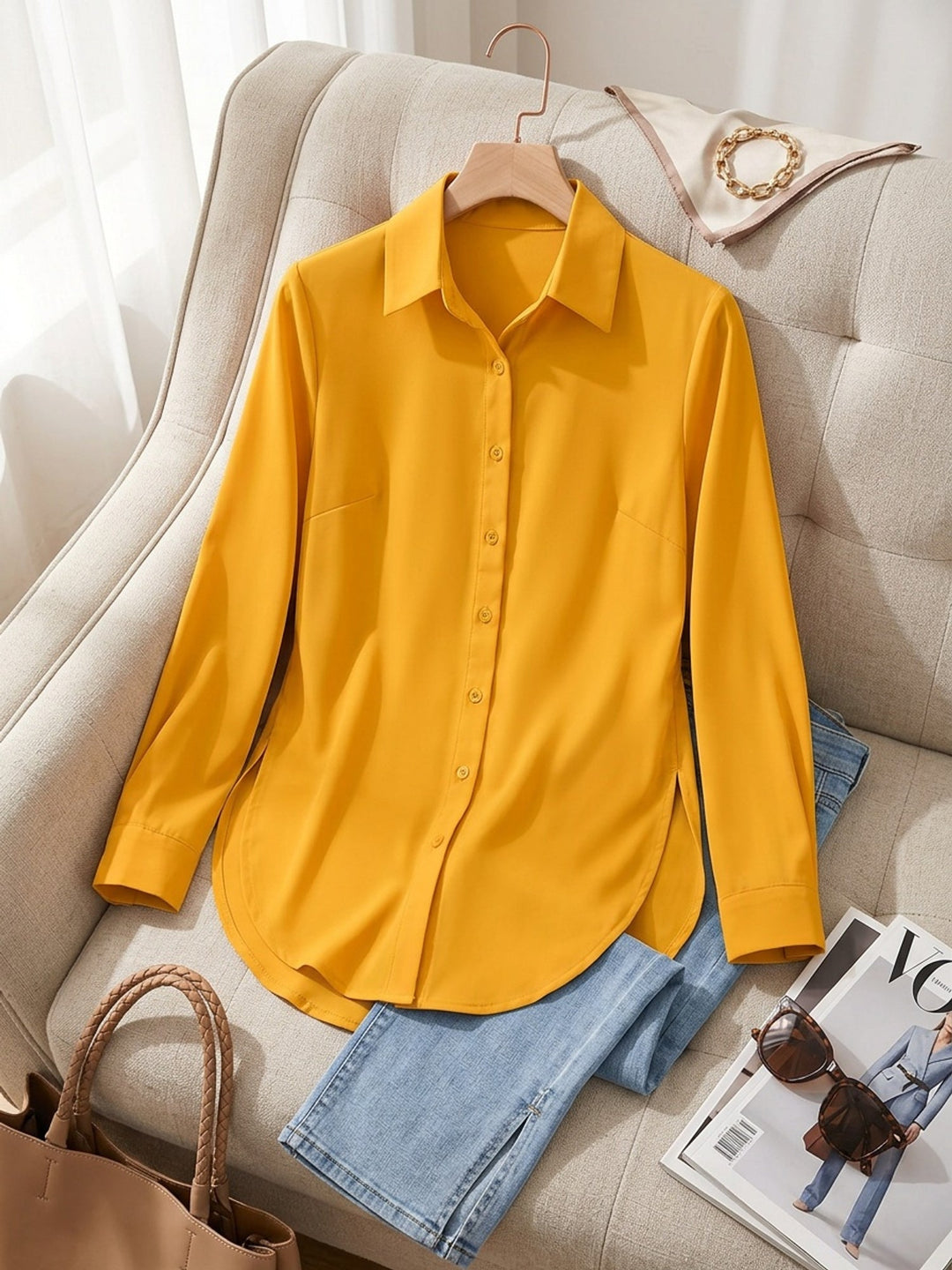 Quinn | Fins Button-Front Blus