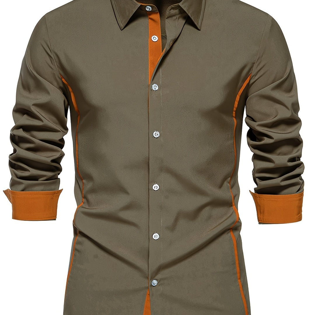 Anthony | Kontrast Trim Button-Up Skjorta