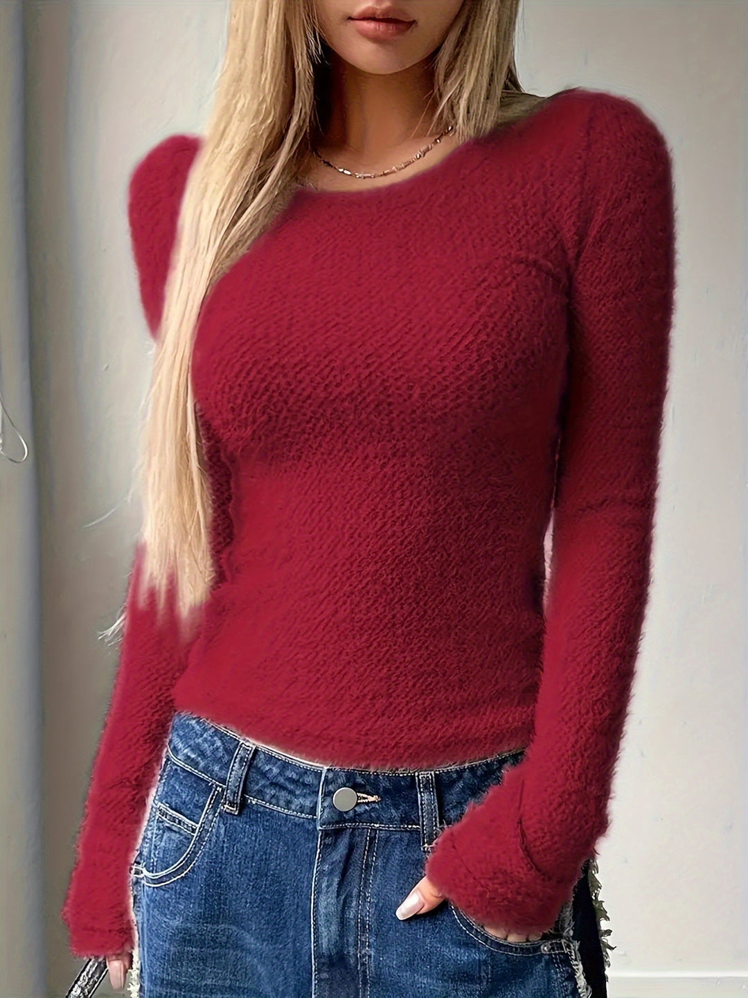 Noreen | Mjuk Plush Långärmad Topp