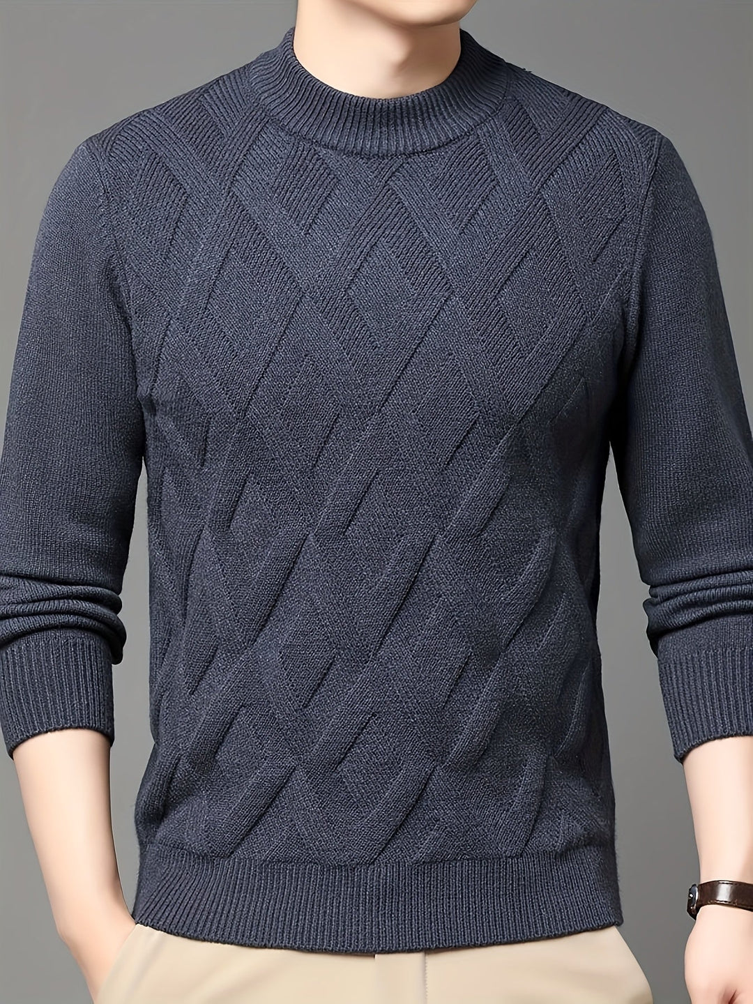 Ellis | Texturerad Mock-Neck Tröja