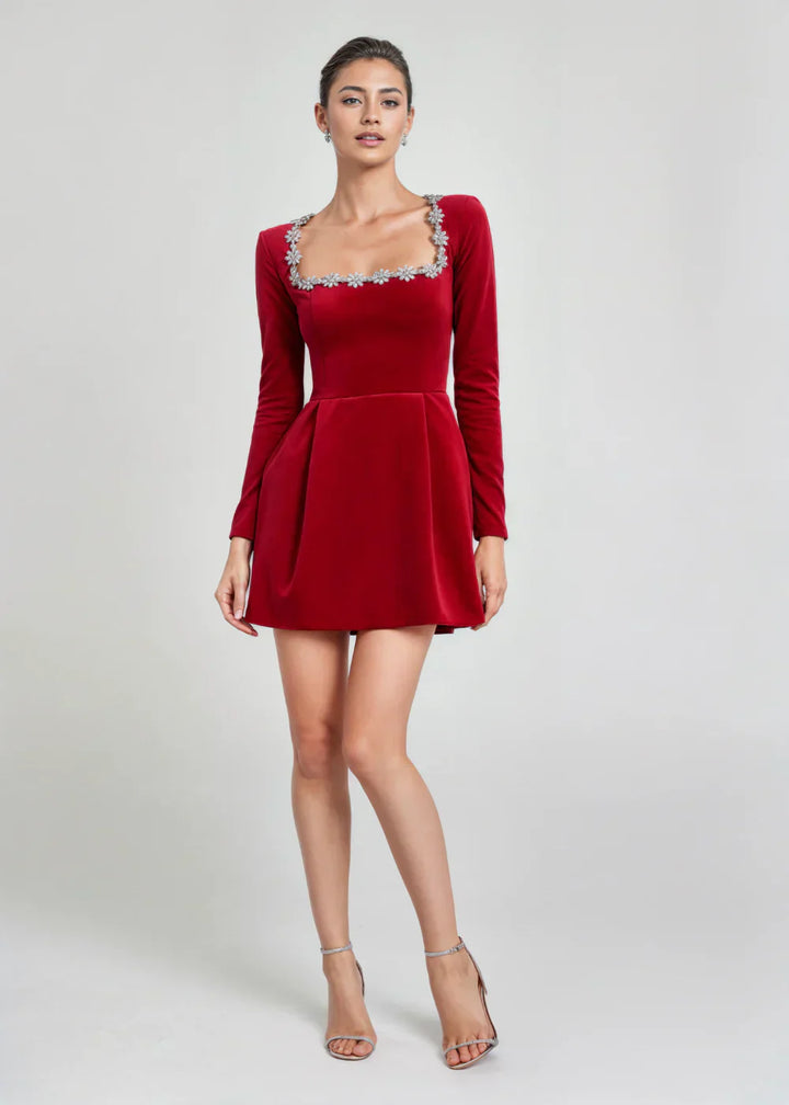 Brielle | Elegant Sammet Mini Klänning