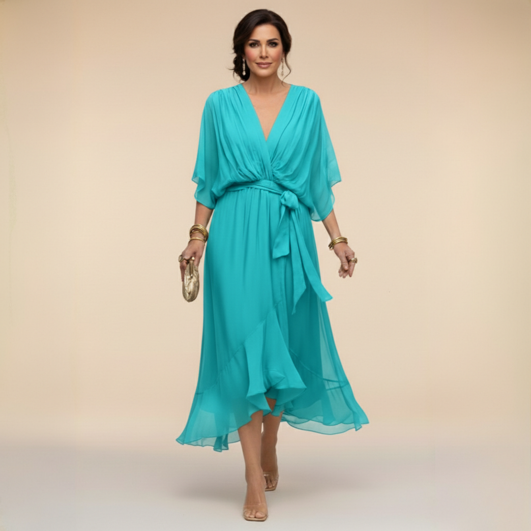 Abigail | Stilig Chiffon V-Hals Klänning