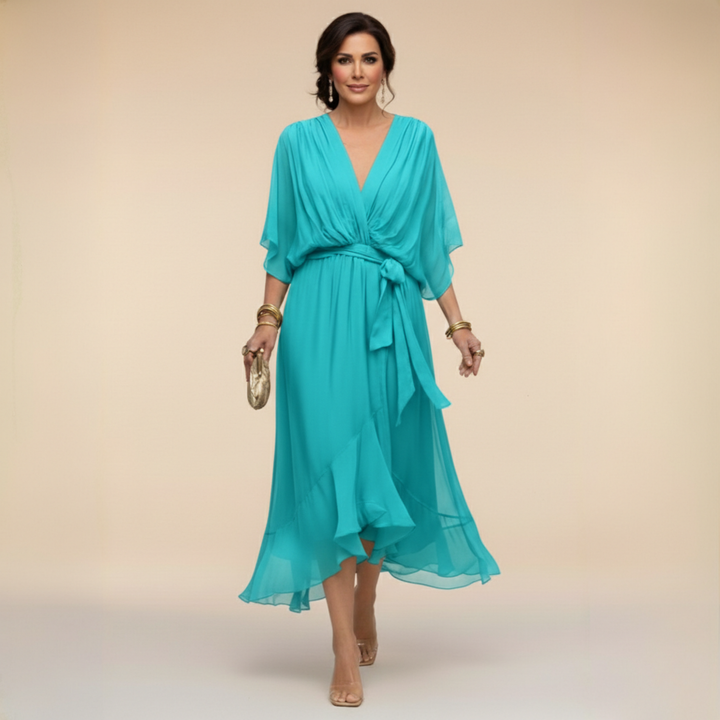 Abigail | Stilig Chiffon V-Hals Klänning