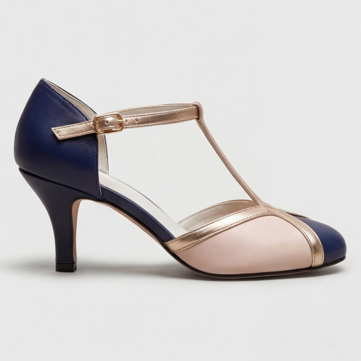 Veronica | Klassisk T-Strap Stängd Tå Klack