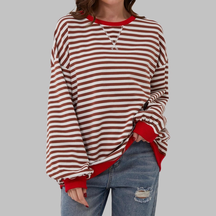 Margaret | Avslappnad långärmad randig sweatshirt
