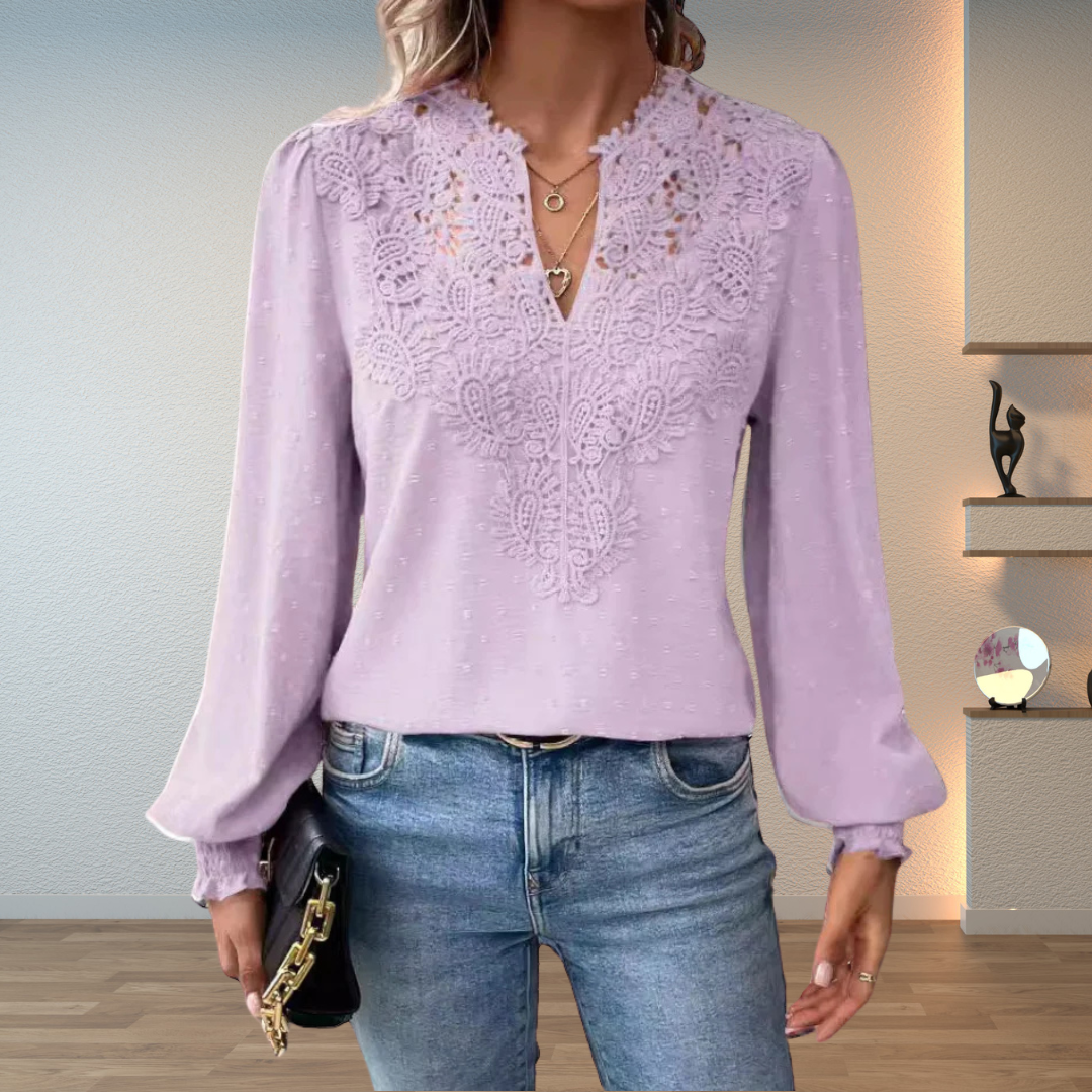 Marlene | Elegant Blus med Spetsdetaljer