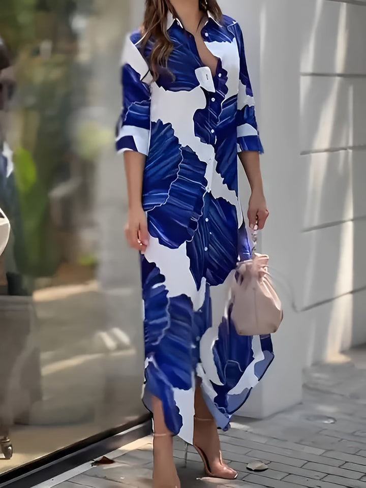 Larissa | Flödande Print Maxi Klänning