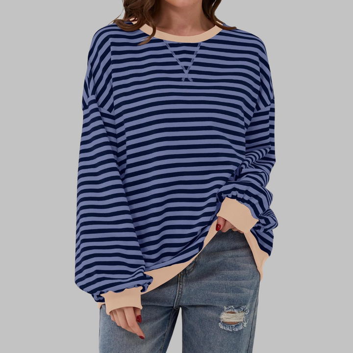 Margaret | Avslappnad långärmad randig sweatshirt