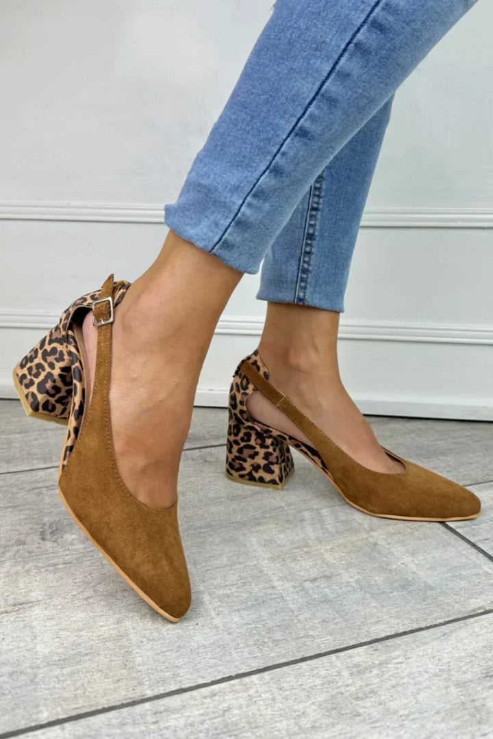 Darlene | Stiliga Slingback Klackar med Leopardtryck