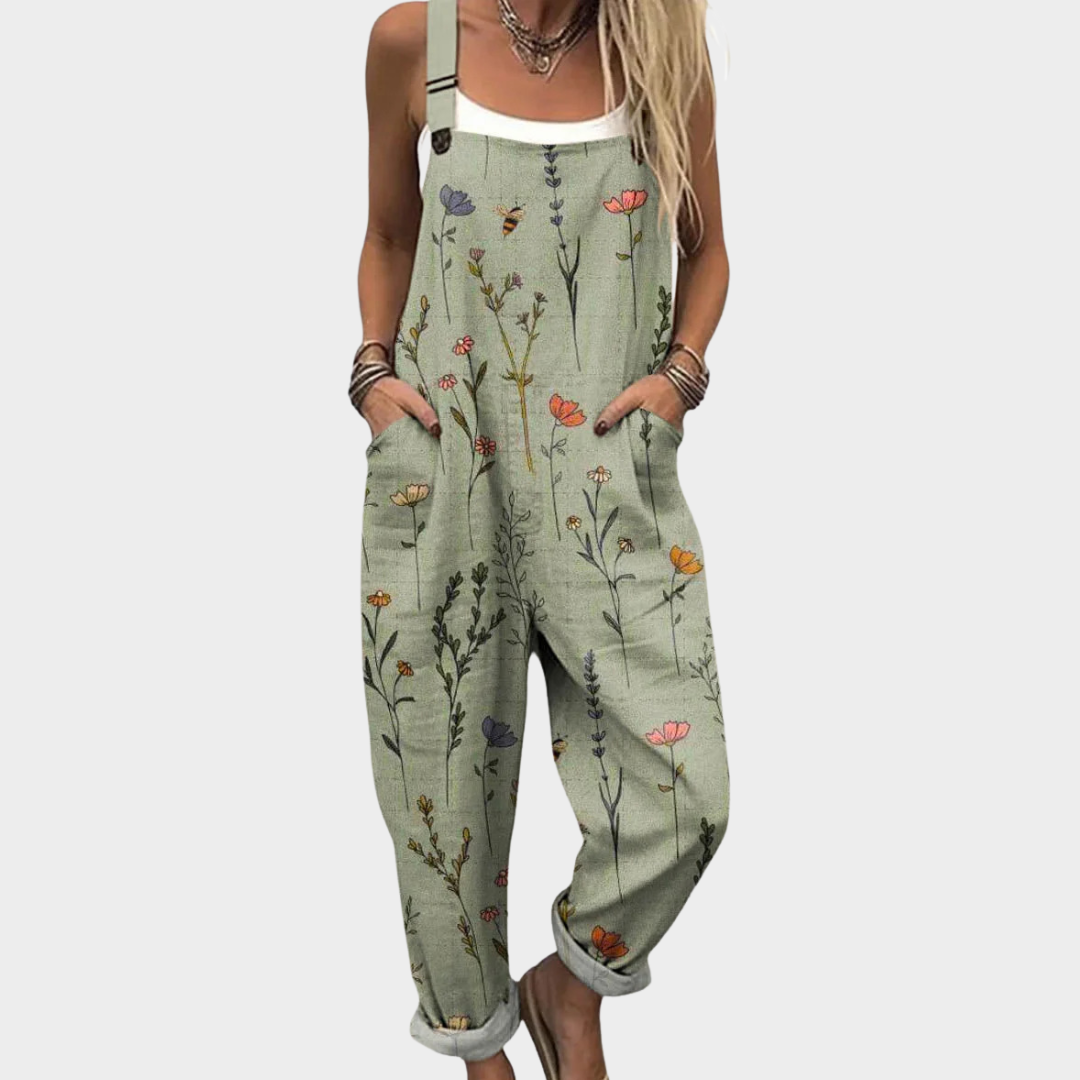 Karissa | Bekväm Blommig Grön Jumpsuit