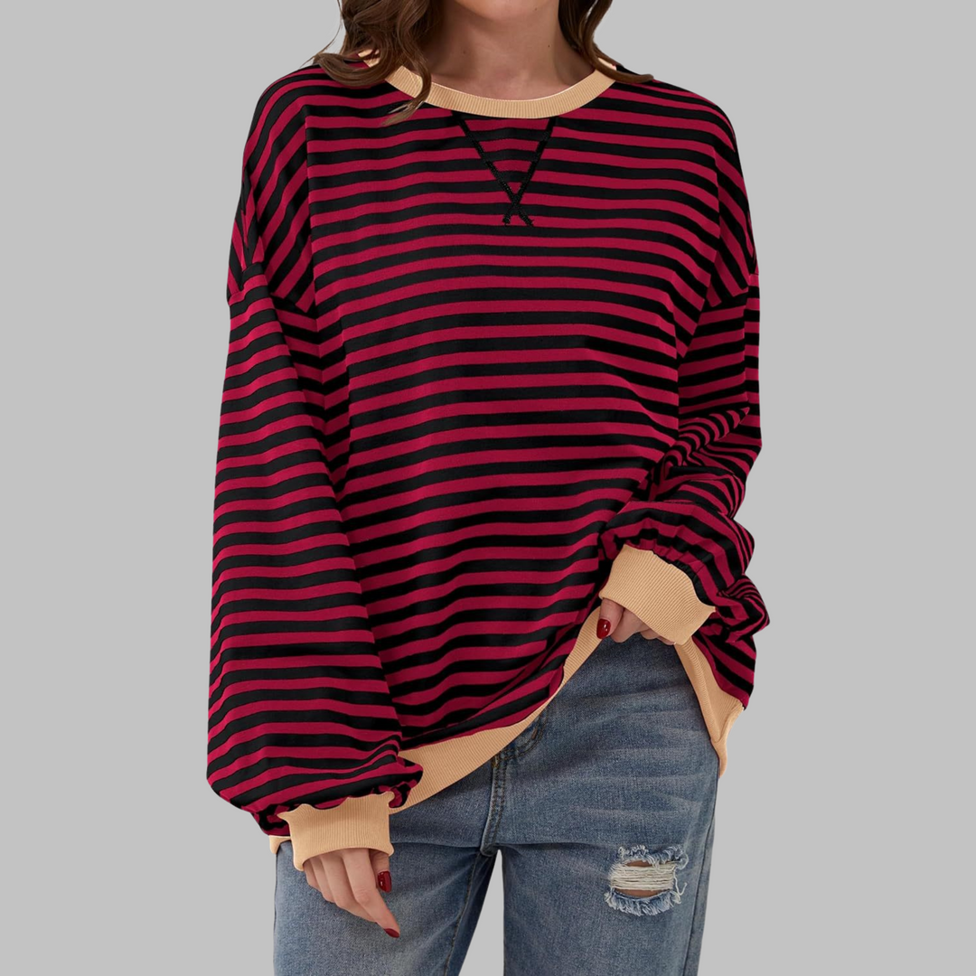 Margaret | Avslappnad långärmad randig sweatshirt