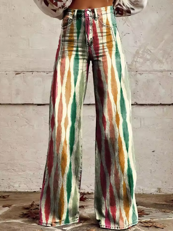 Carrie | Elegant Flerfärgad Boho Byxa