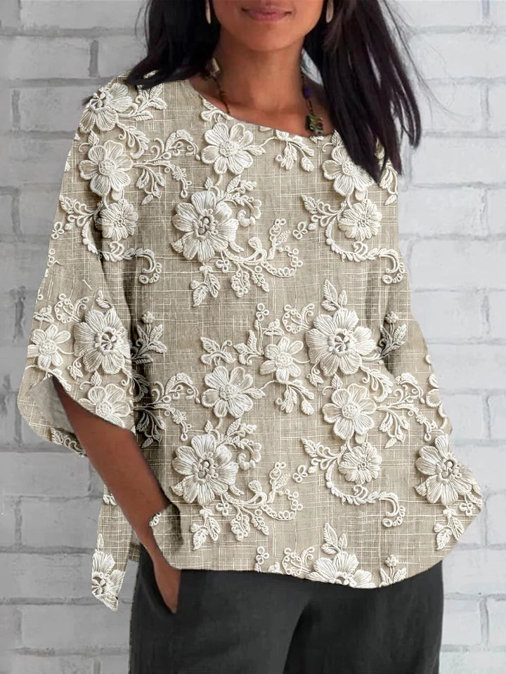 Miriam | Vintage Blommig Avslappnad Blus