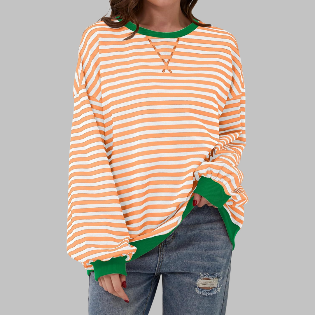 Margaret | Avslappnad långärmad randig sweatshirt
