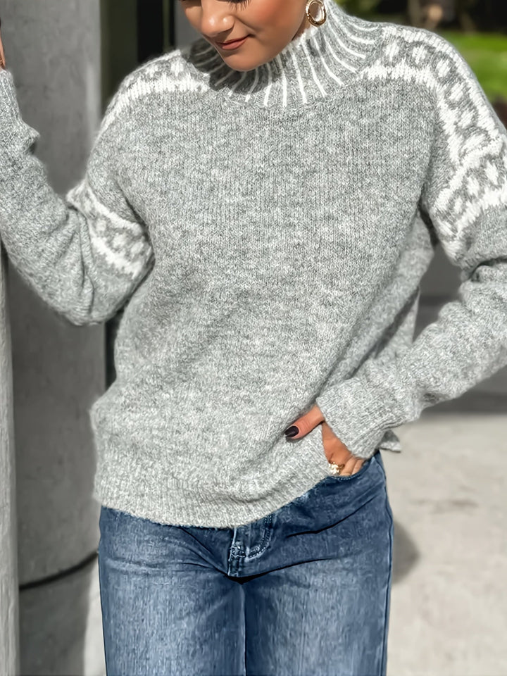 Corinna | Kontrast-Trim Mock-Neck Tröja
