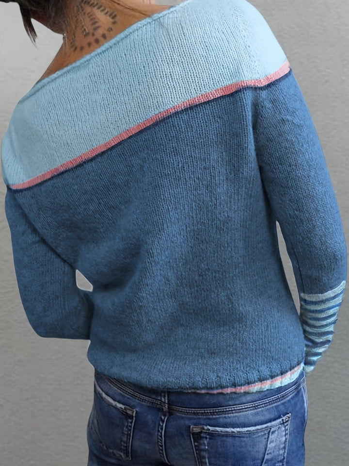 Francesca | Färgblöck Boat Neck Sweater