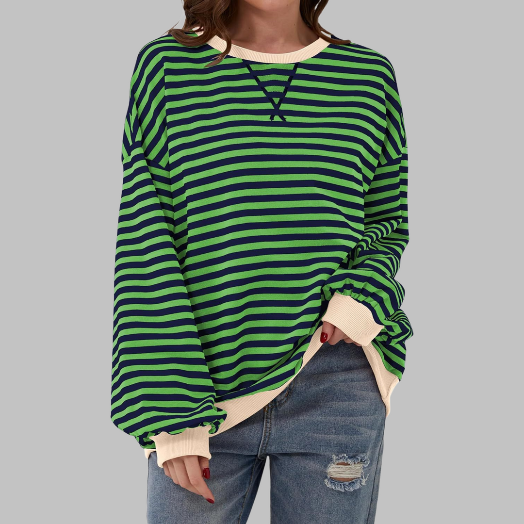 Margaret | Avslappnad långärmad randig sweatshirt
