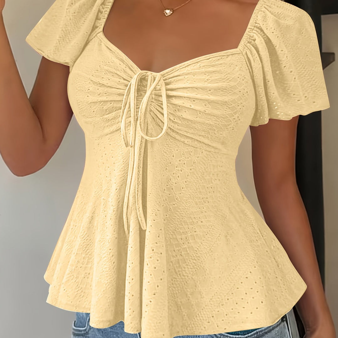 Josephine | Flutter-sleeve Peplum Top