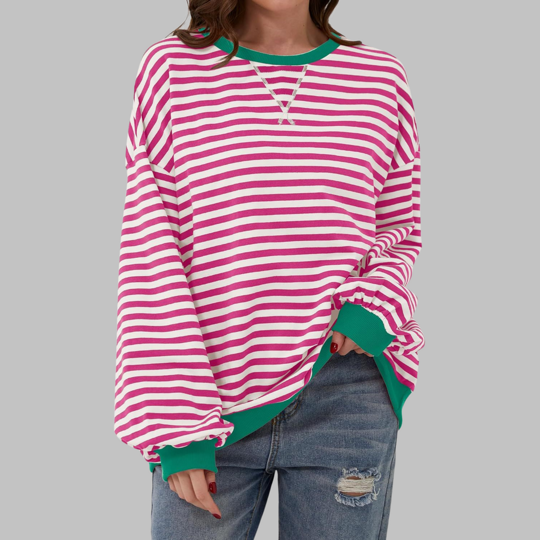 Margaret | Avslappnad långärmad randig sweatshirt