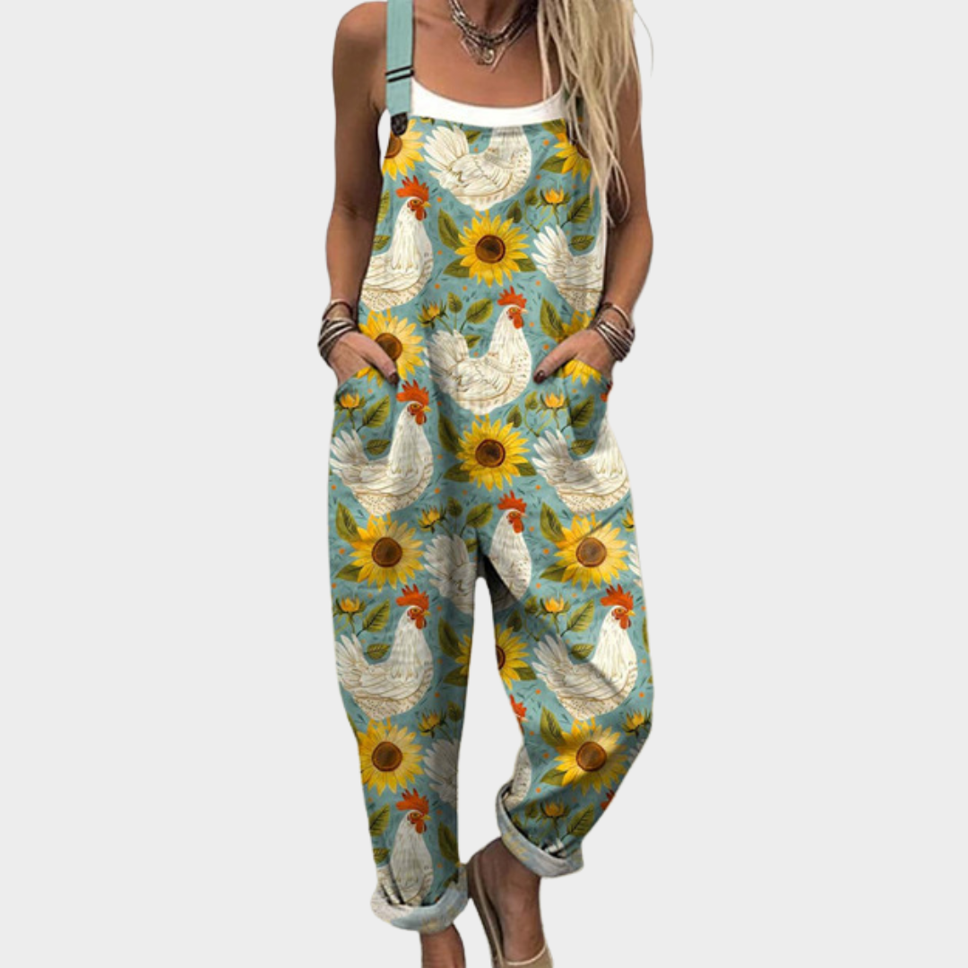Leticia | Stilig blommig och djurkonst jumpsuit