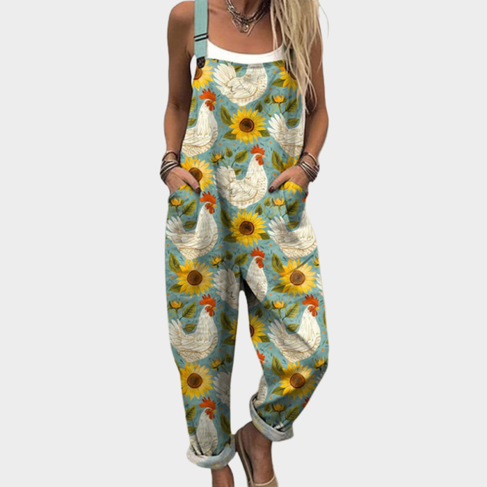 Leticia | Stilig blommig och djurkonst jumpsuit