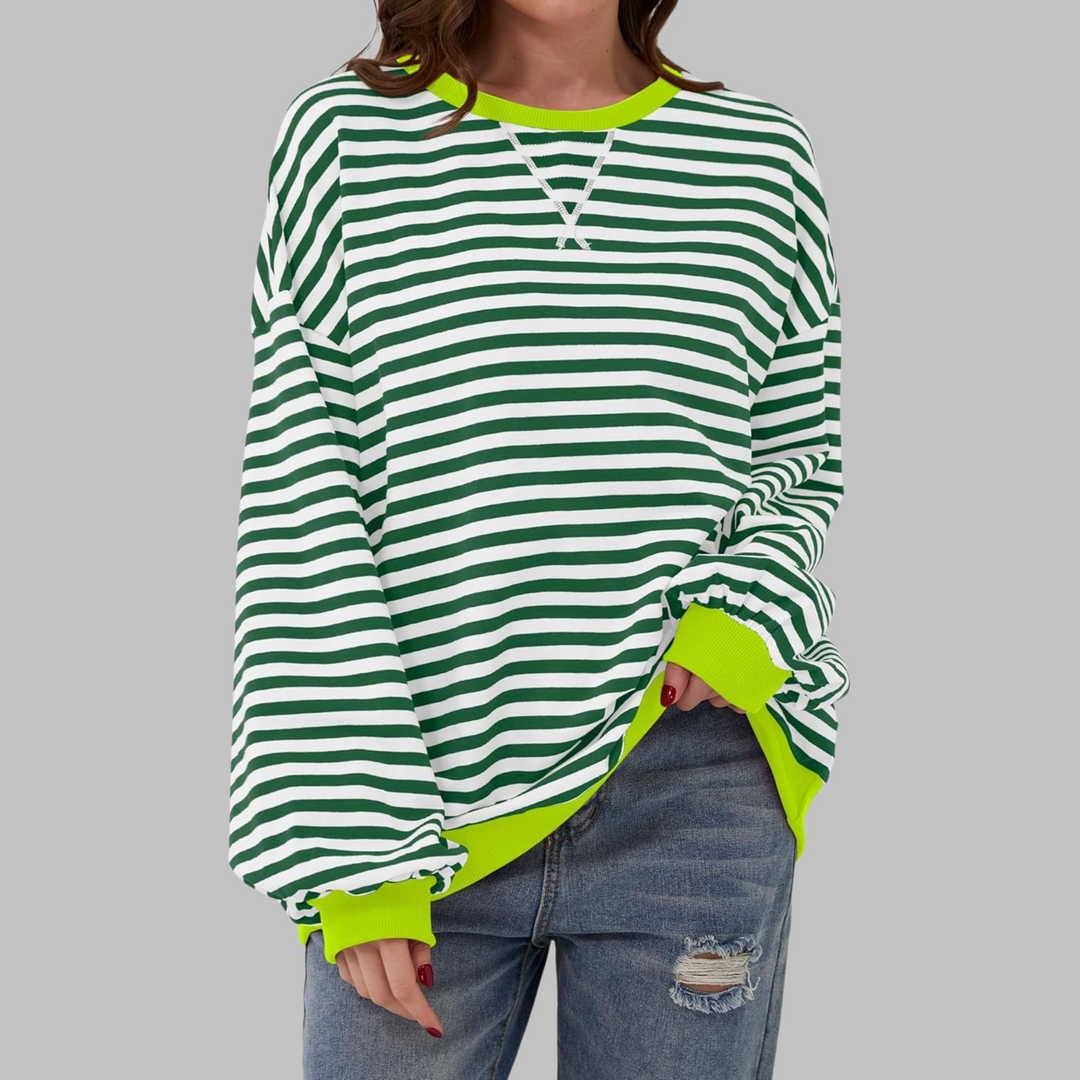 Margaret | Avslappnad långärmad randig sweatshirt