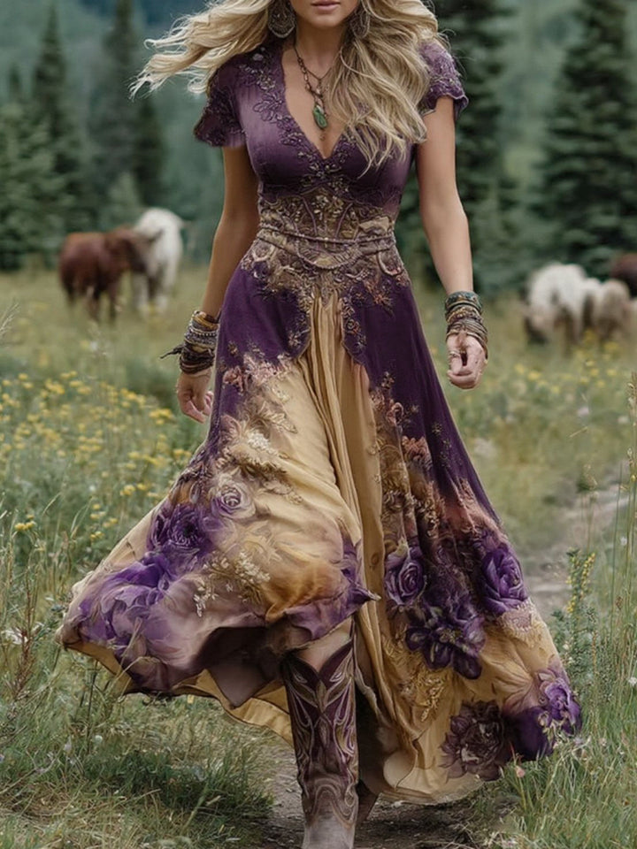 Natalie | Elegant Blomster Maxi Klänning