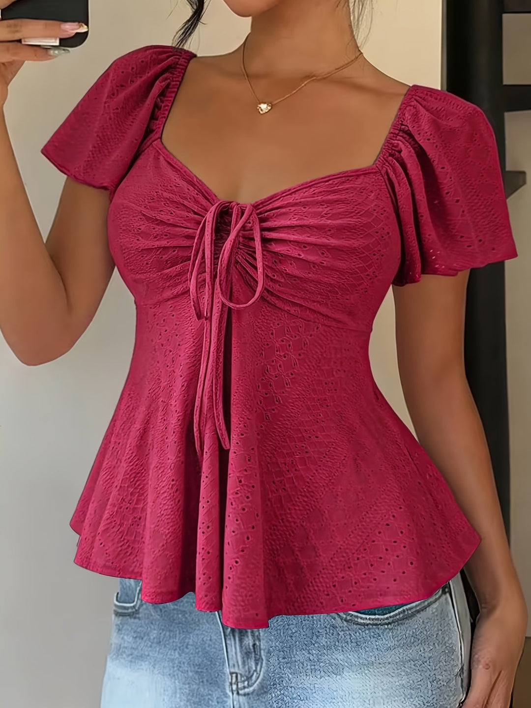 Josephine | Flutter-sleeve Peplum Top