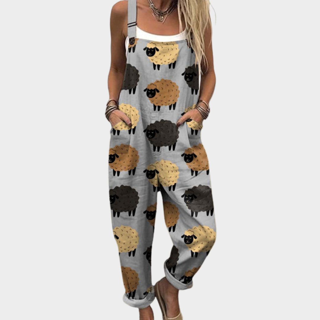 Ofelia | Klassisk Grå Fårkonst Jumpsuit