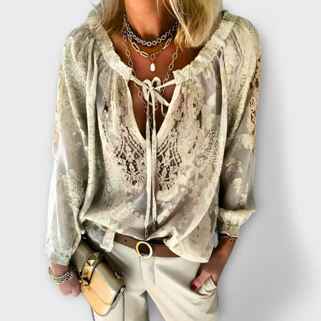 Fleur | Romantisk Blus med Knytning