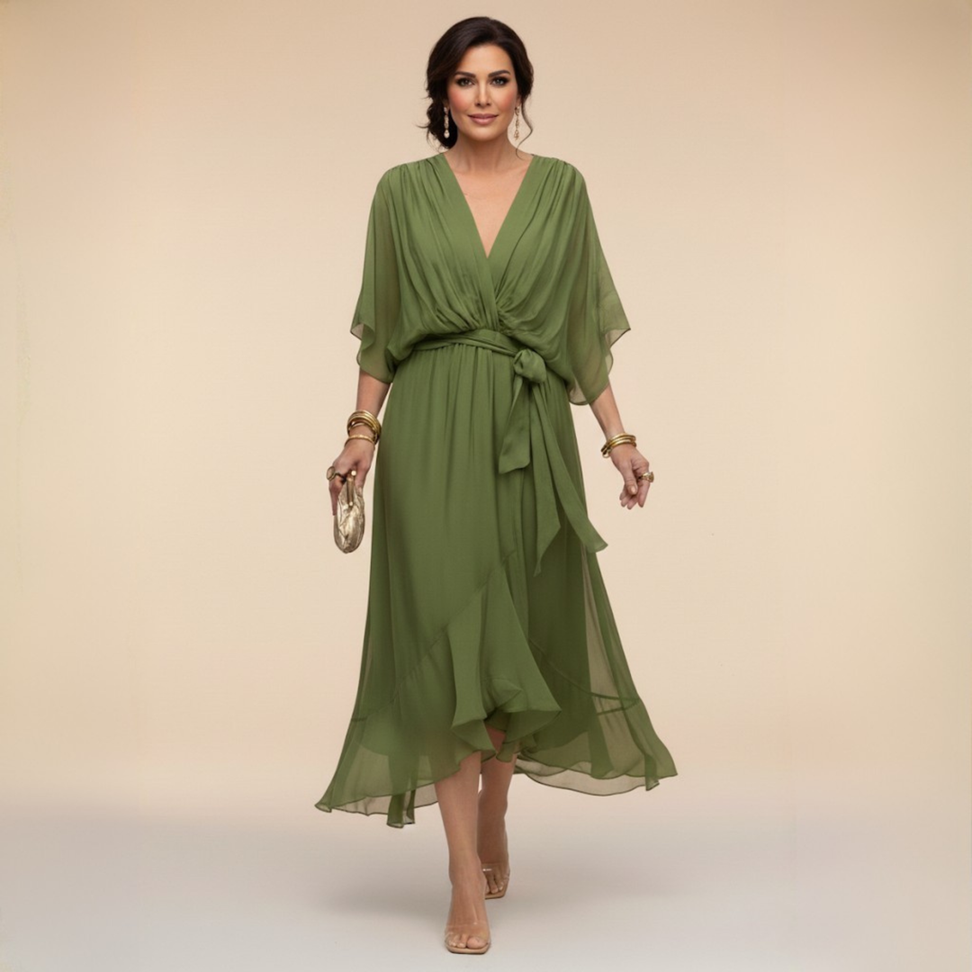Abigail | Stilig Chiffon V-Hals Klänning