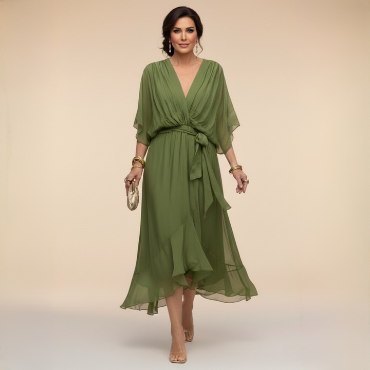 Abigail | Stilig Chiffon V-Hals Klänning