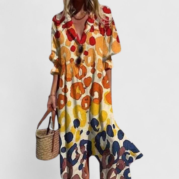 Paula | Elegant Multicolor Boho Klänning