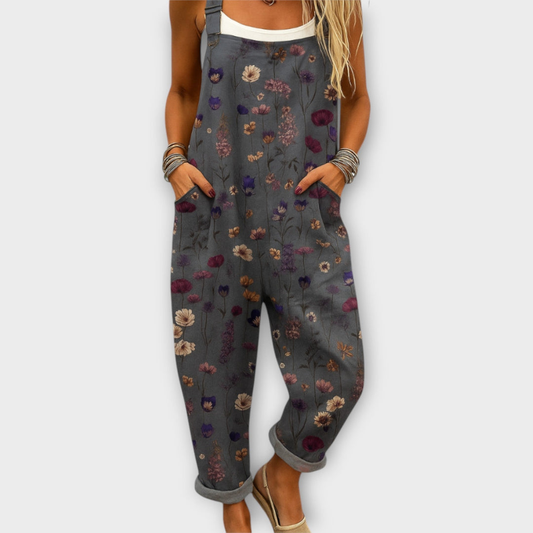 Noelle | Retro Elegant Blommönstrad Jumpsuit
