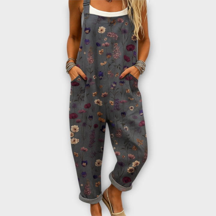 Noelle | Retro Elegant Blommönstrad Jumpsuit