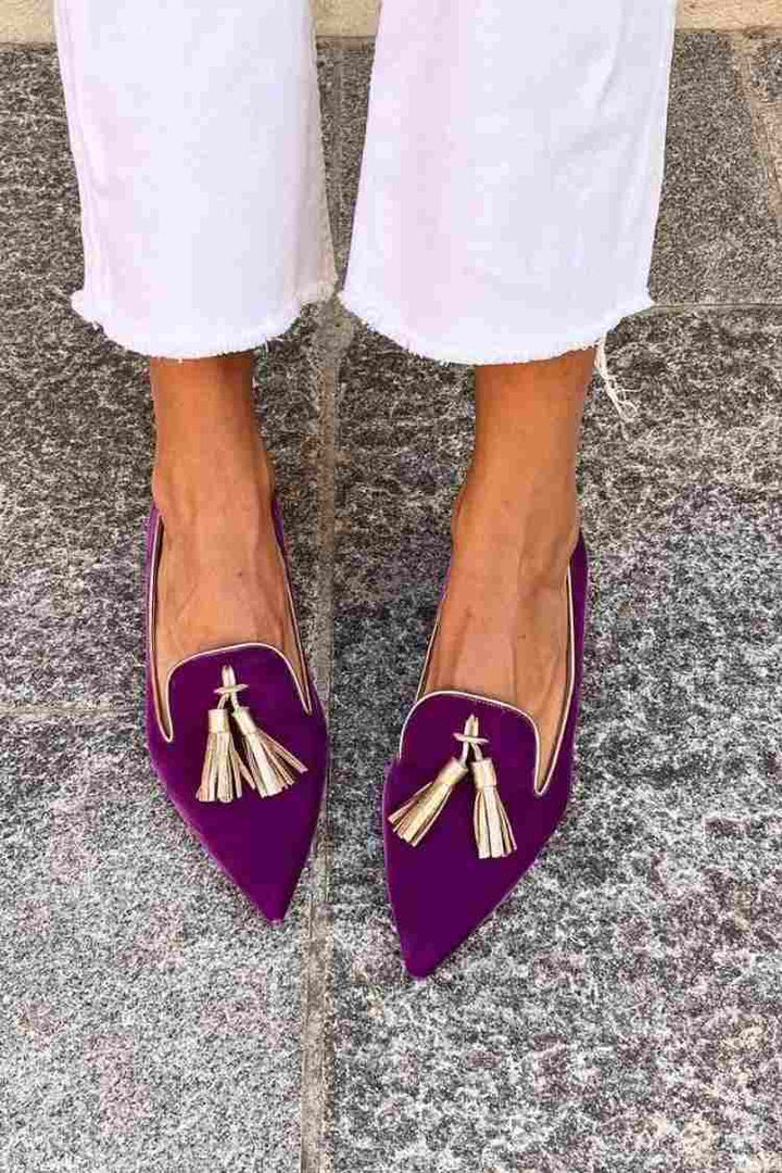 Bailey | Elegant Spetsiga Fringed Loafers