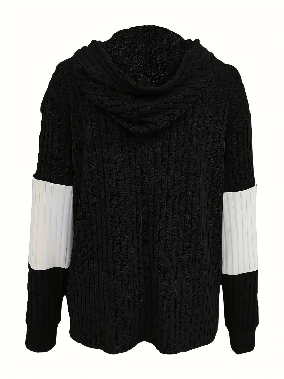 Cecilia | Texturerad Färgblockad Huva Jacka