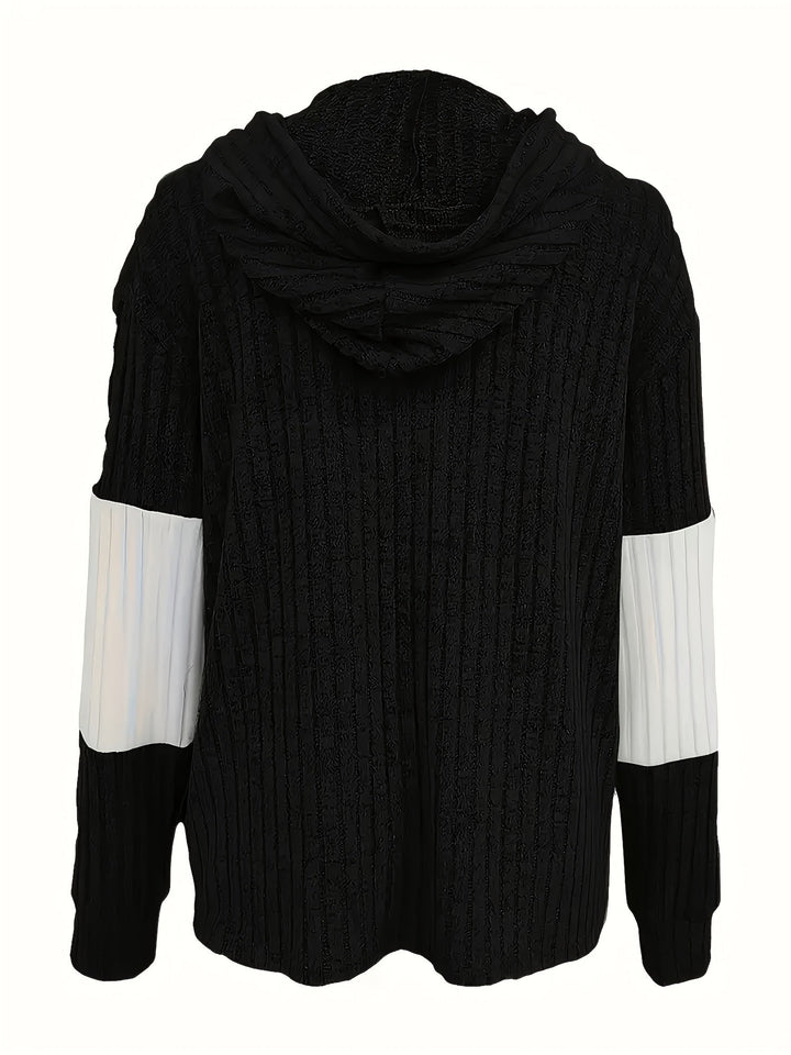 Cecilia | Texturerad Färgblockad Huva Jacka
