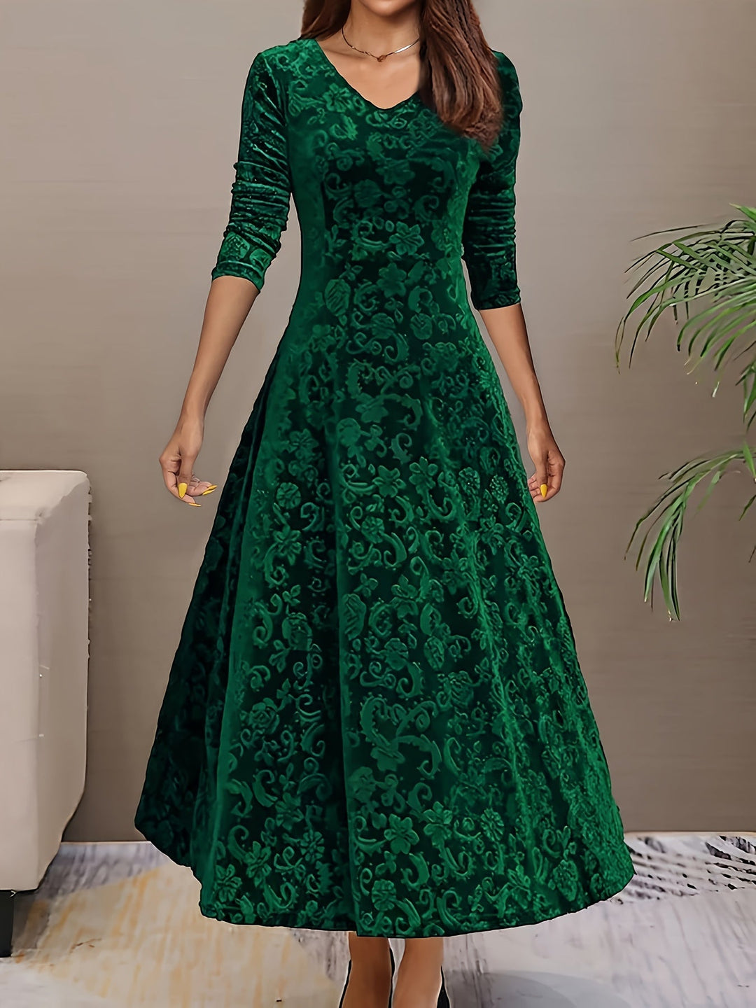 Adeline | Elegant långärmad midi-klänning