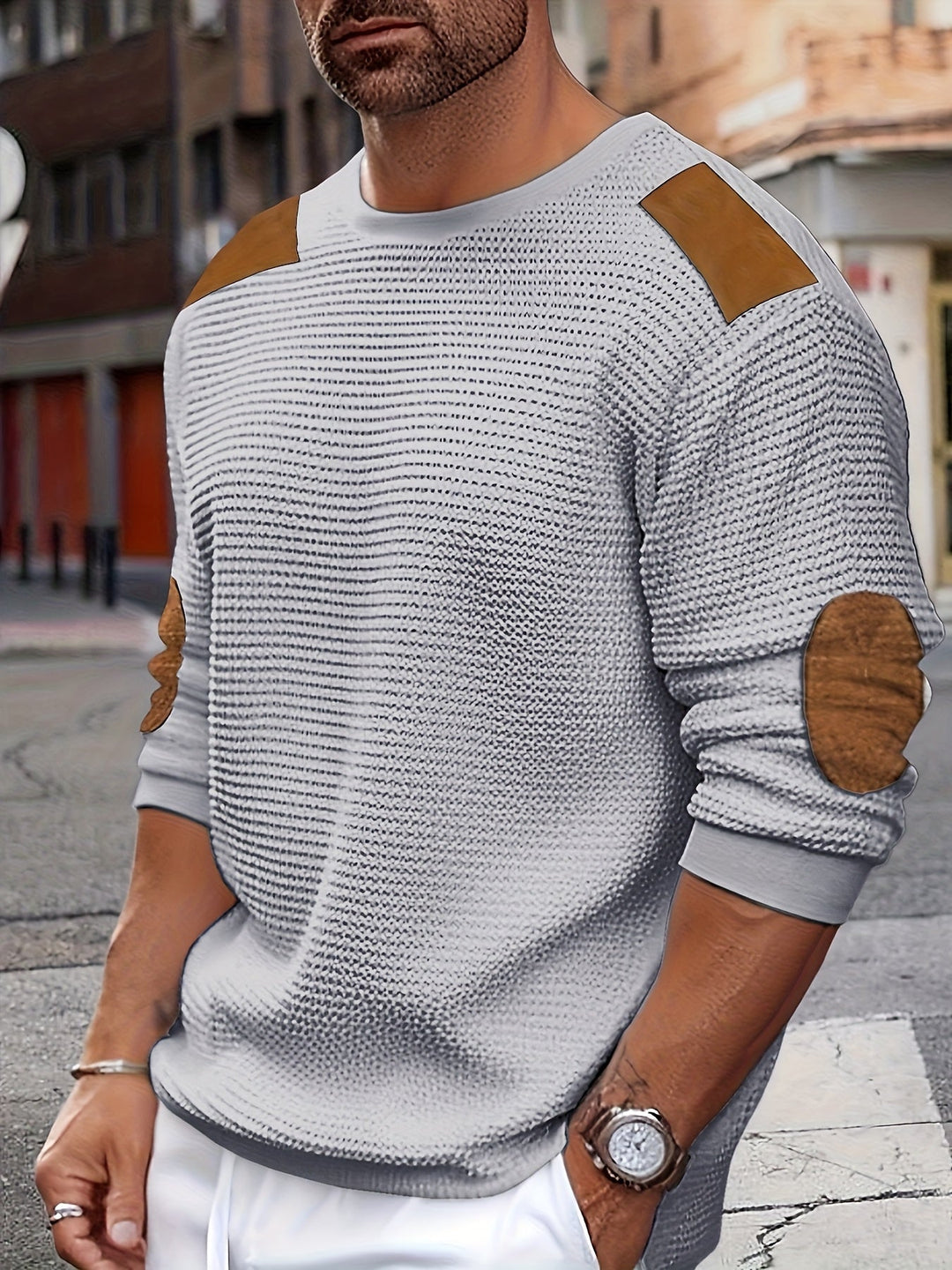 Aaron | Texturerad Elbow-Patch Tröja