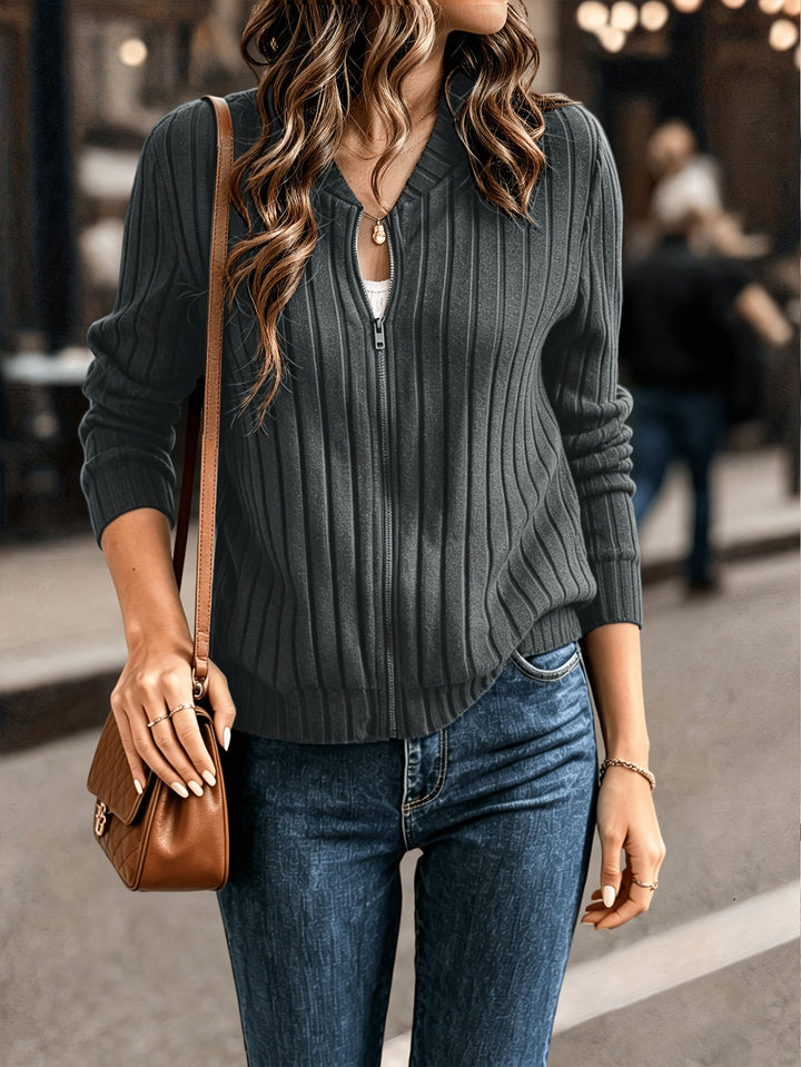 Blair | Ribbad Zip-Front Jacka