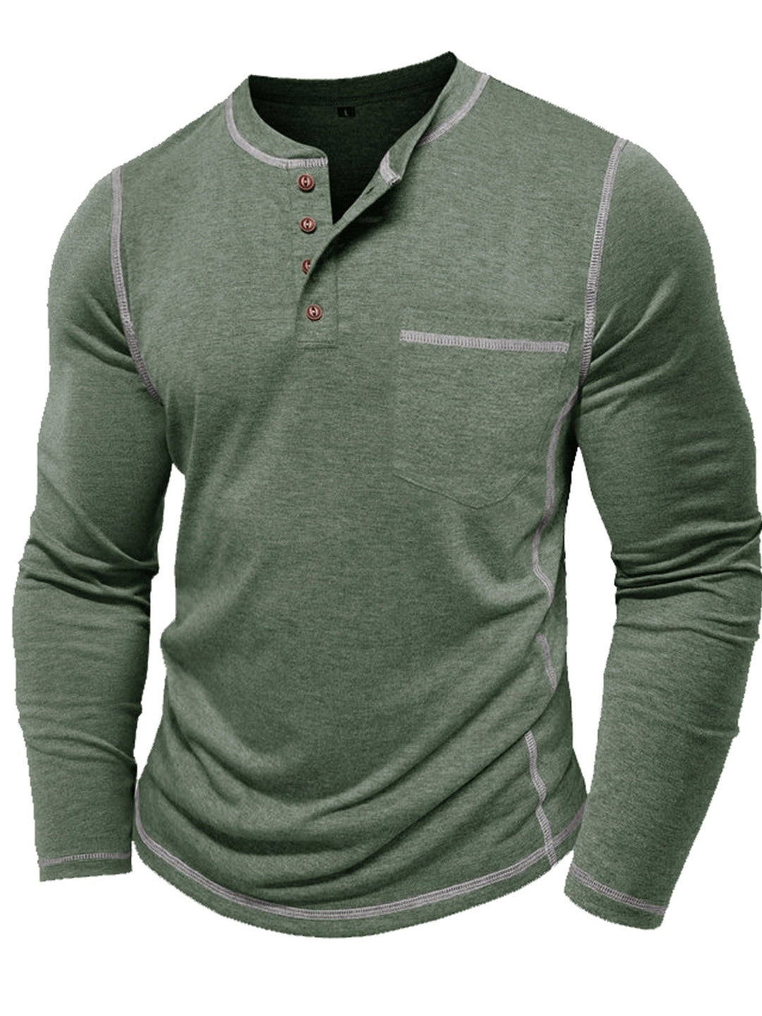 Reuben | Kontraststickad långärmad Henley
