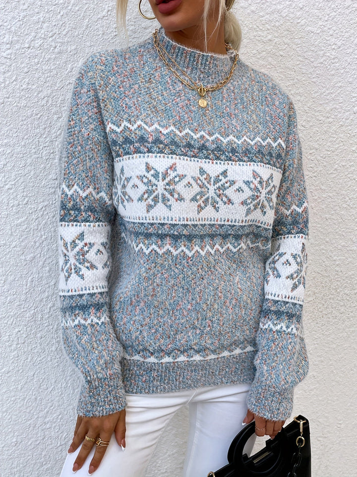 Tamsin | Mysig Snöflinga Mock-Neck Tröja